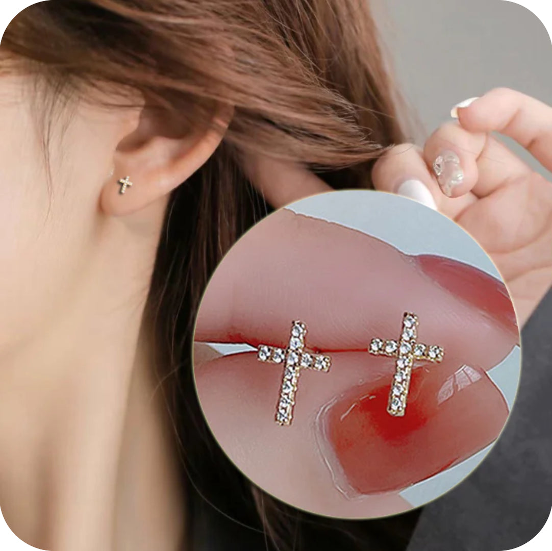 Stainless Steel Cross Charm Earrings