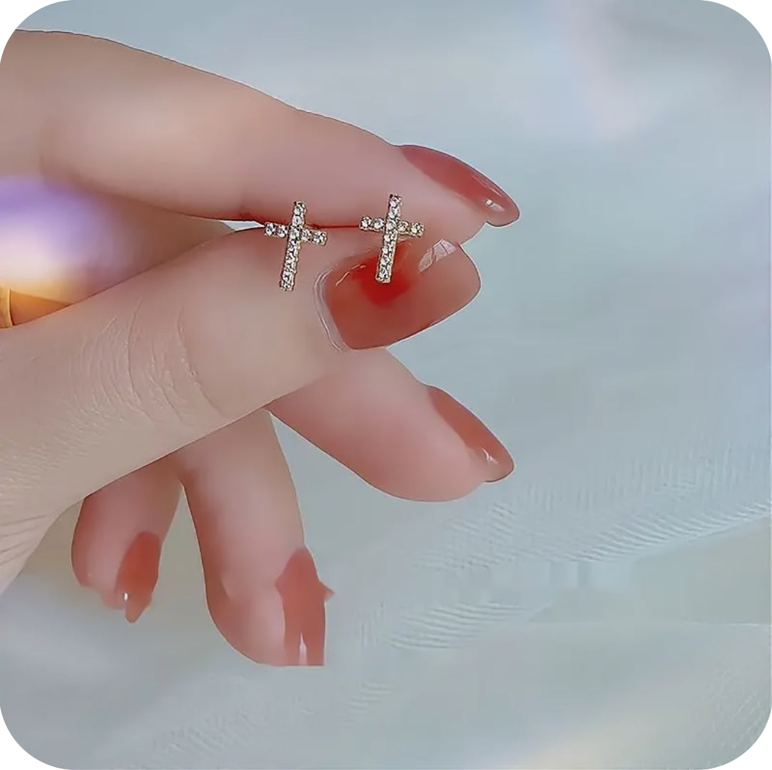 Stainless Steel Cross Charm Earrings