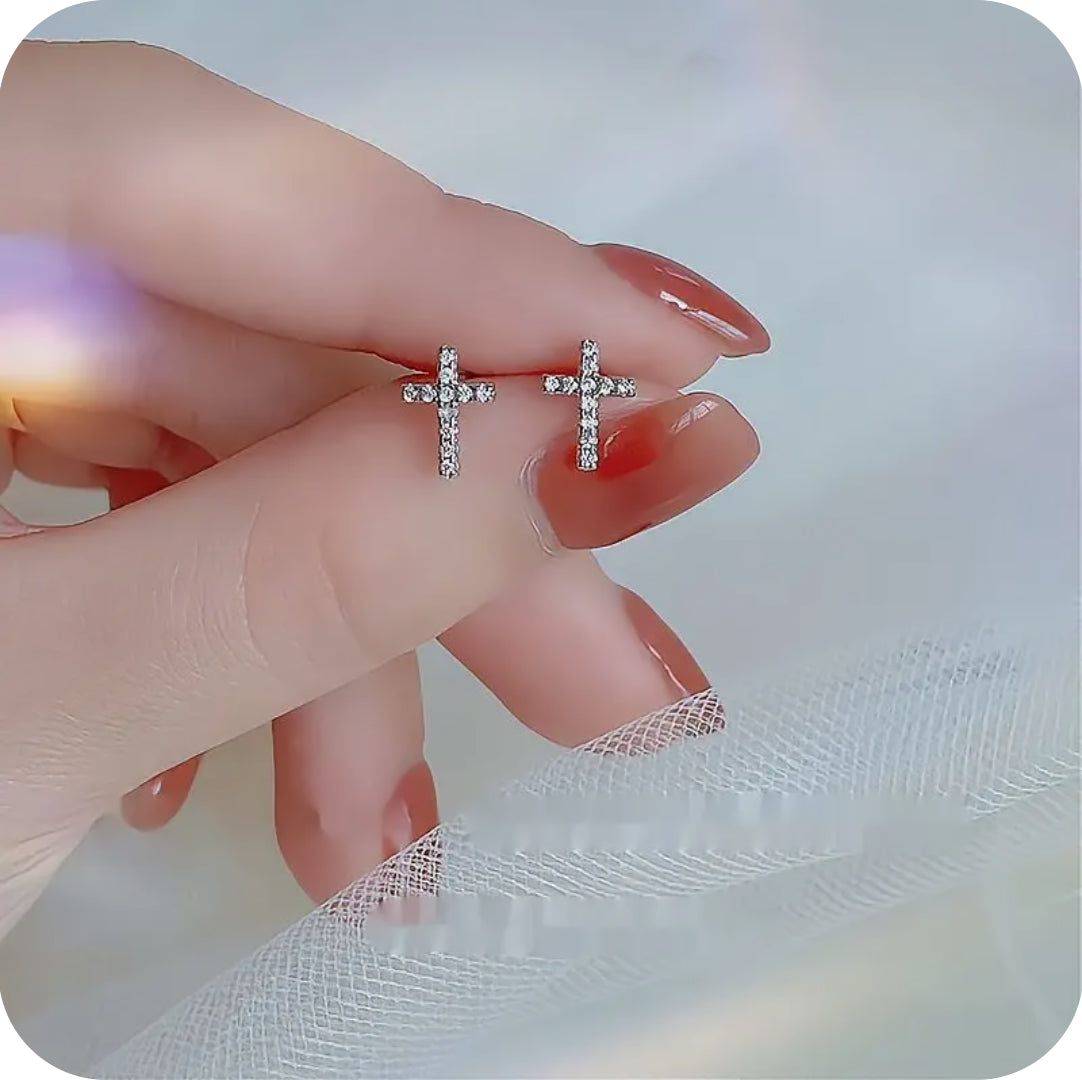 Stainless Steel Cross Charm Earrings