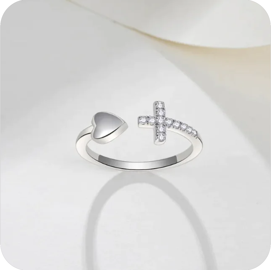 Simple Cross Heart Ring