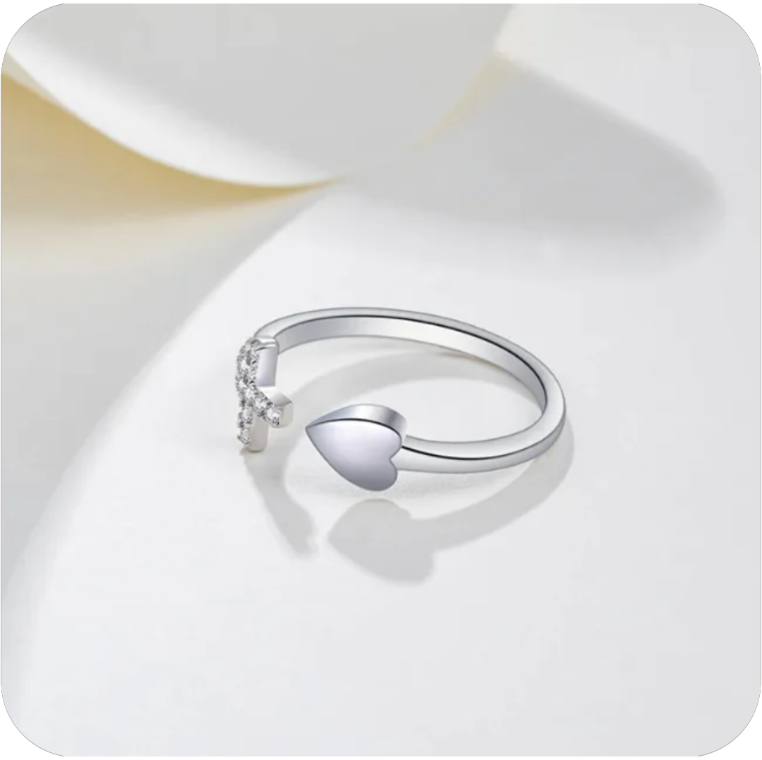 Simple Cross Heart Ring