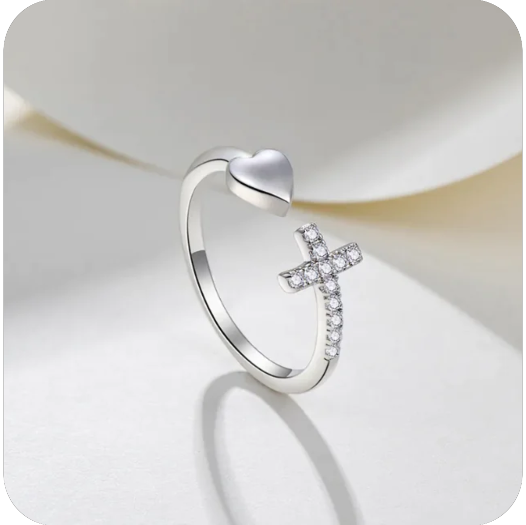 Simple Cross Heart Ring
