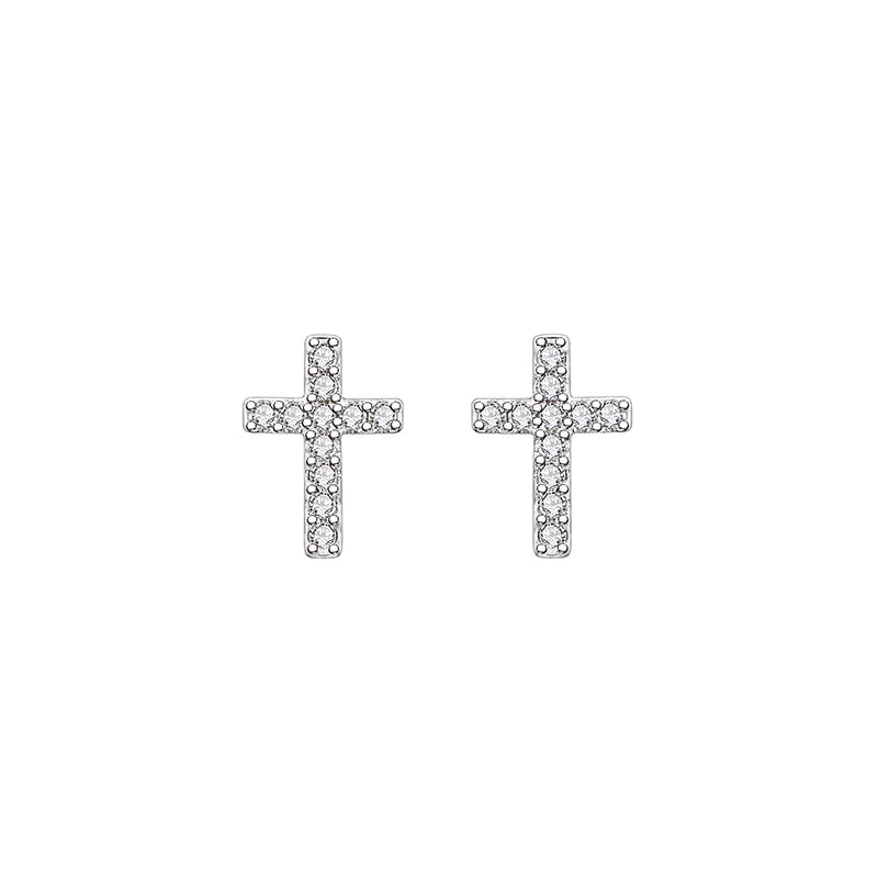 Stainless Steel Cross Charm Earrings