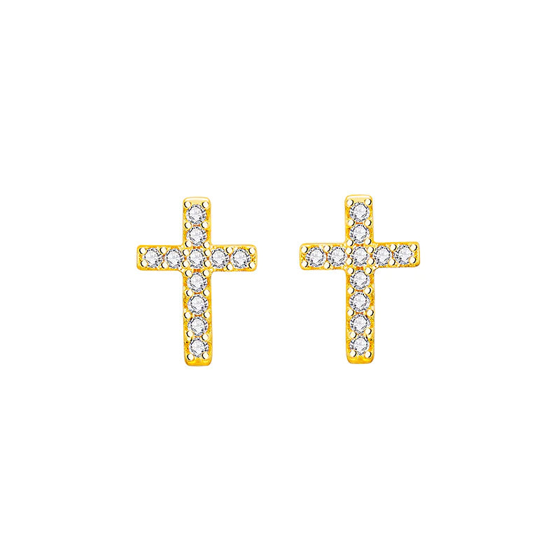 Stainless Steel Cross Charm Earrings