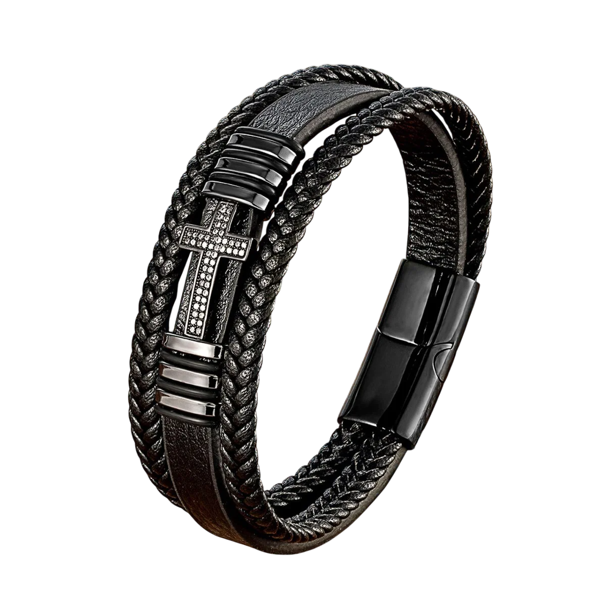 Leather Bracelet with Metal Cross